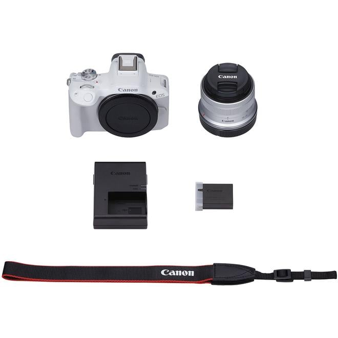 Canon EOS R50 bezspoguļkamera — 24,2 MP APS-C + RF-S 18–45 mm objektīvs