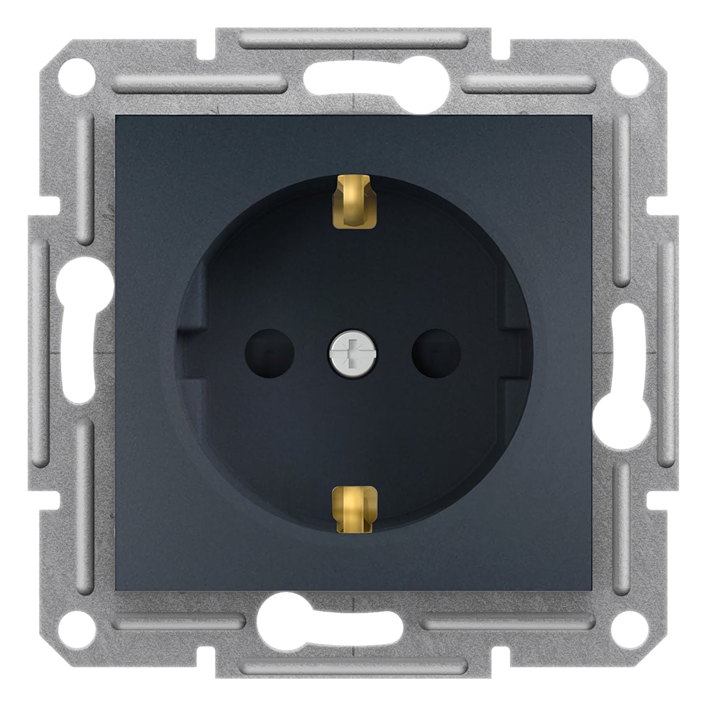 EPH2900271 Asfora - single socket outlet with side earth with shutters, two frame, anthracite