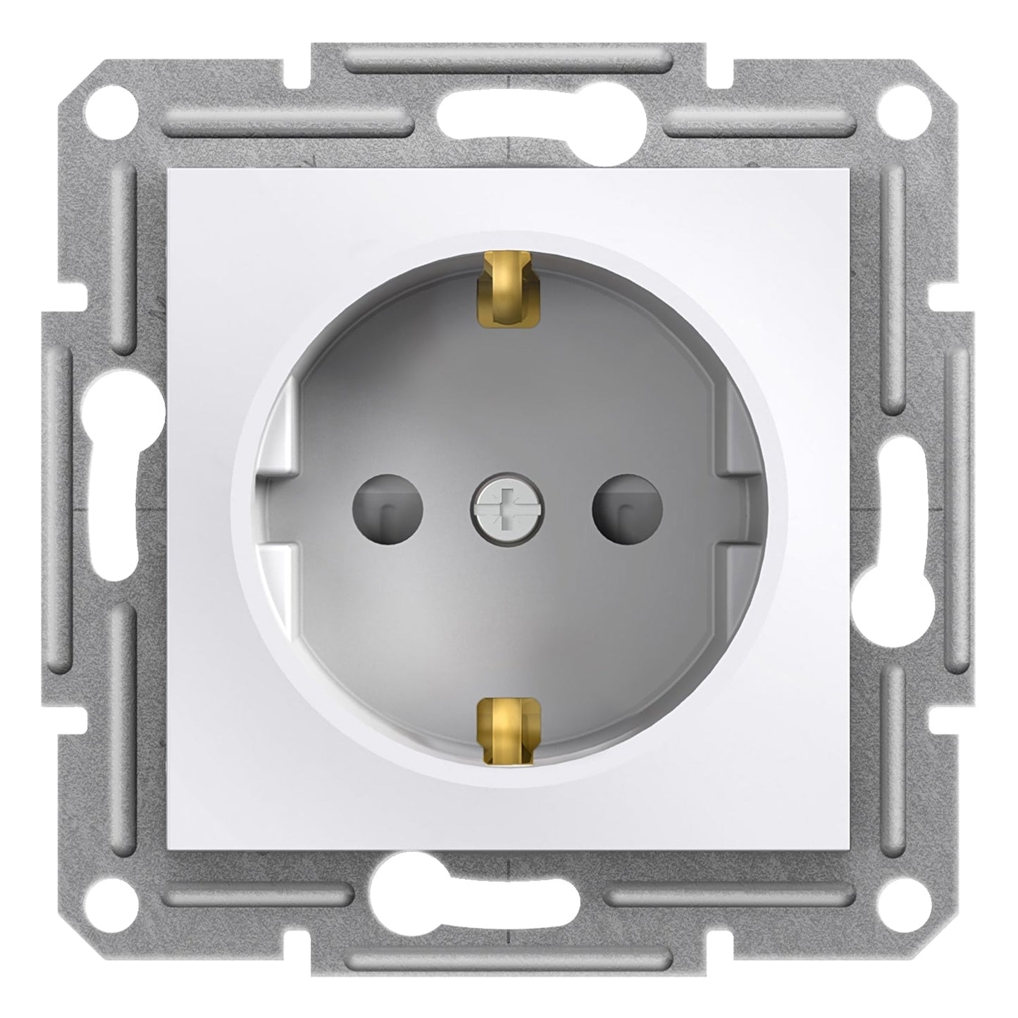 EPH2970221 Asfora - Einzelsteckdose mit seitlicher Erdung - 16A mit Shutter weiß ohne Rahmen