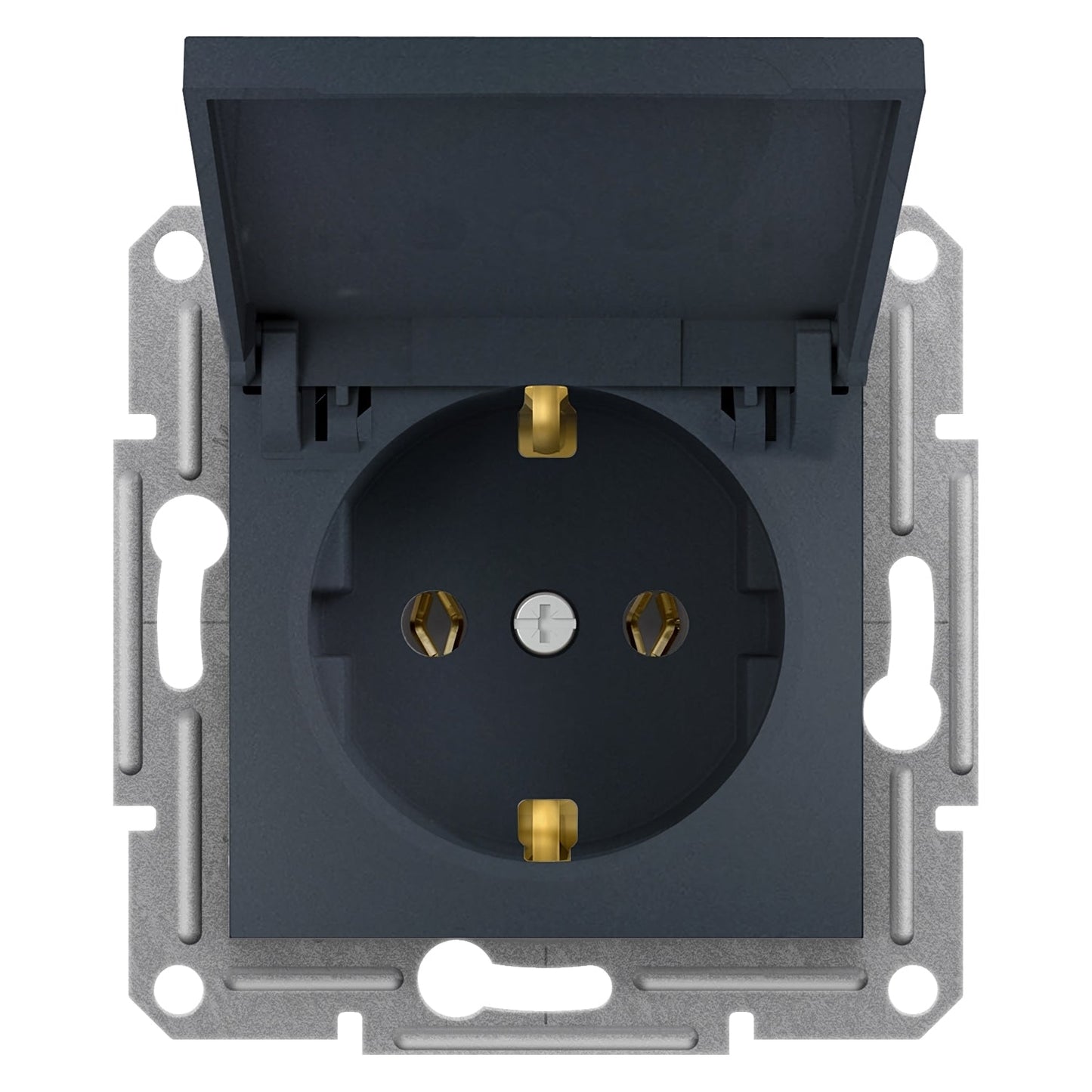 EPH3100171 Asfora - single socket outlet with side earth with lid, wo frame, anthracite