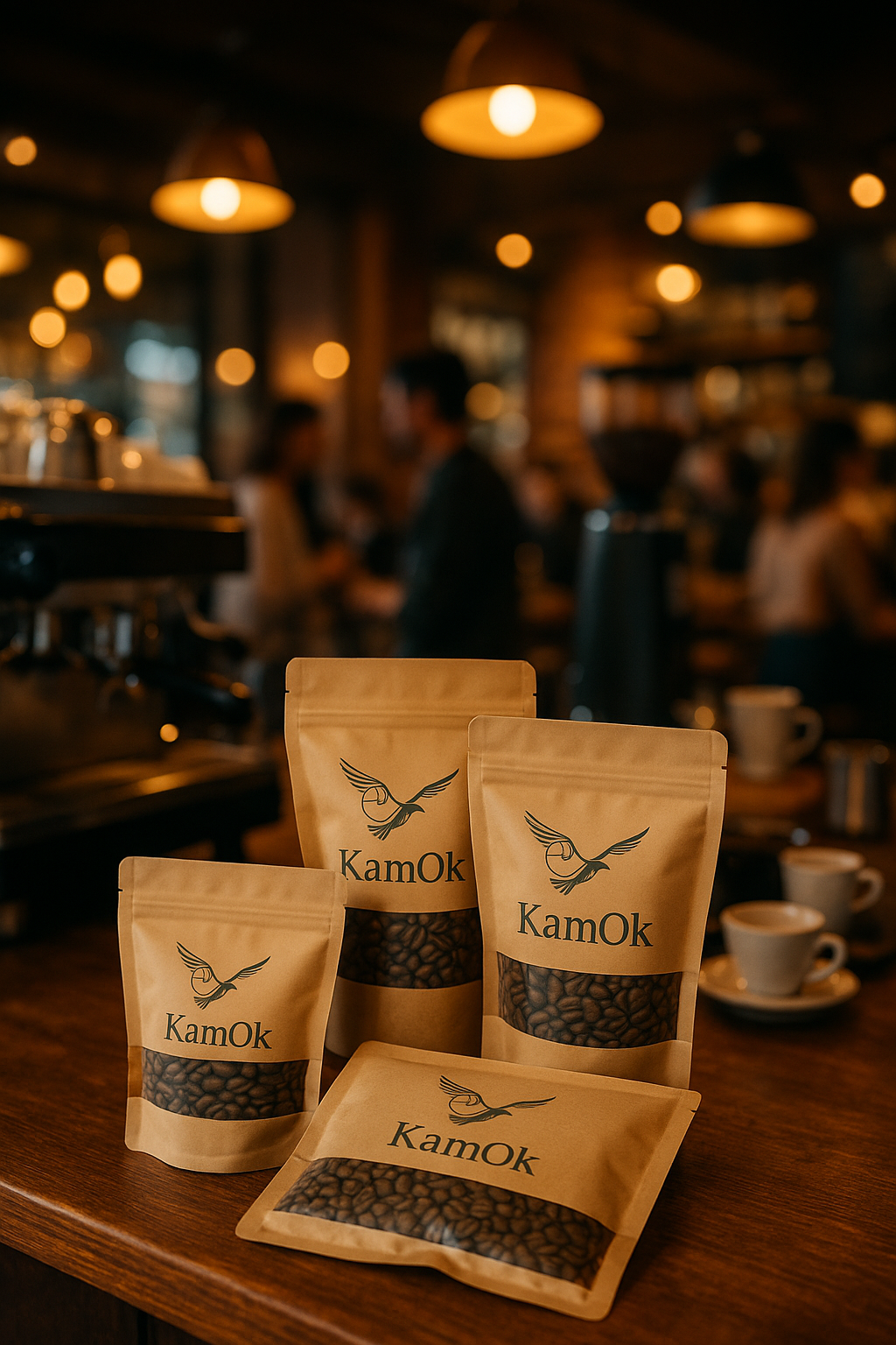 Gyva kavinės atmosfera su KamOk produktais