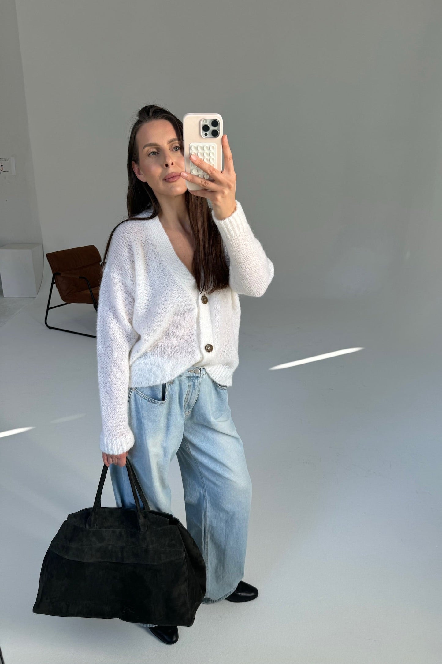 Melody Mohair-Cardigan Weiß
