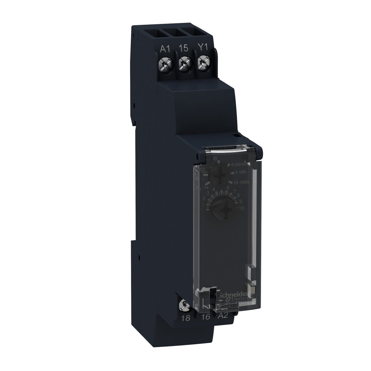 RE17RAMU Harmony, Modular timing relay, 8 A, 1 CO, 1 s..100 h, on delay, 24 V DC / 24...240 V AC/DC