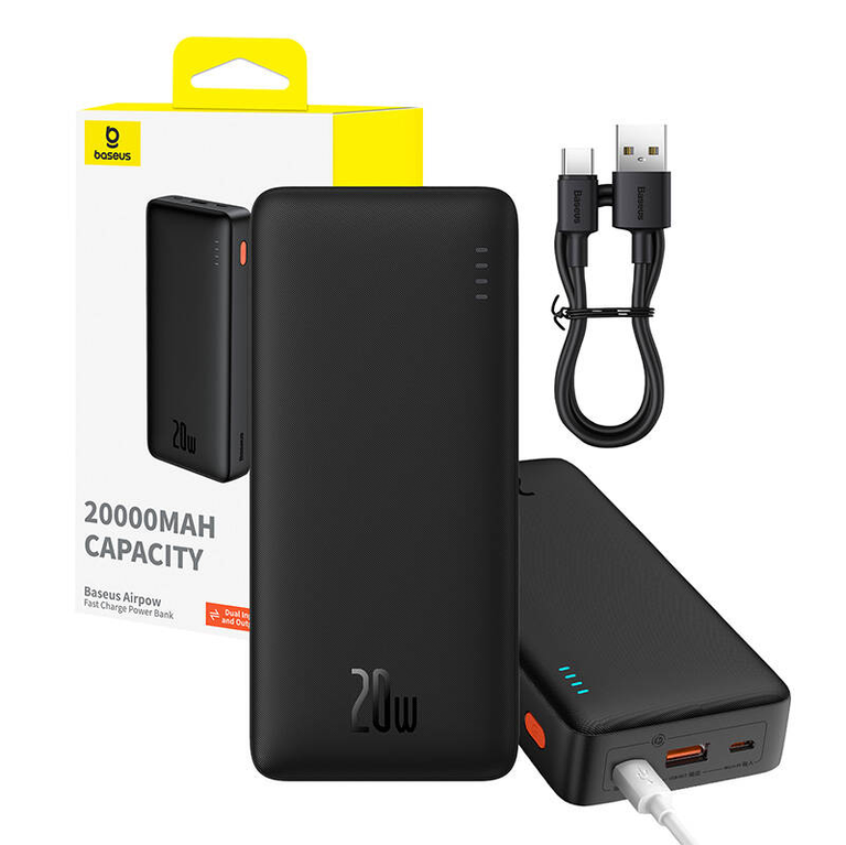 💜 Baseus Airpow Power Bank 20000 mAh 20W violets - stilīgs lādētājs | Divvirzienu ātrā uzlāde | LiPo