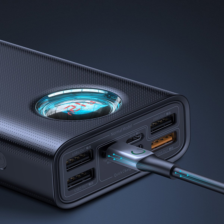 🔋 Baseus Amblight Power Bank 30000 mAh 65W melns - klēpjdatora lādētājs | USB-A + USB-C | LiPo