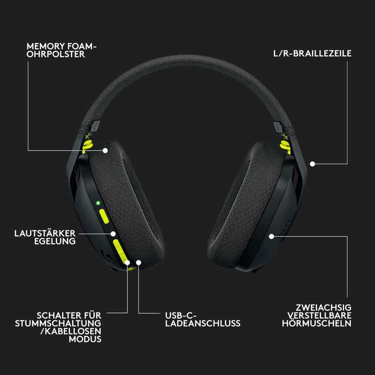 Logitech G435 belaidės žaidimų ausinės – „LIGHTSPEED“