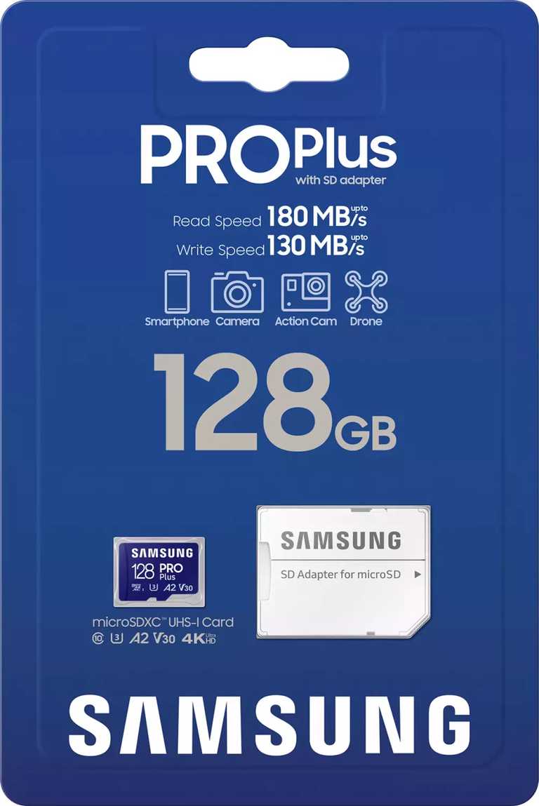 💙 Samsung PRO Plus MicroSD 128GB - 180MB/s | 130MB/s | A2 U3 V30 | Samsung Magician | Darbības kamerām