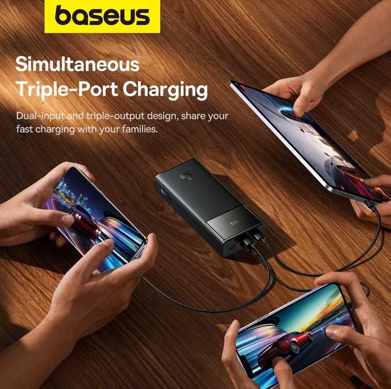 🔋 Baseus Star-Lord Power Bank 30000 mAh 30W melns - digitālais displejs | 4 stundu uzlāde | Li-Pol | PPXJ3030