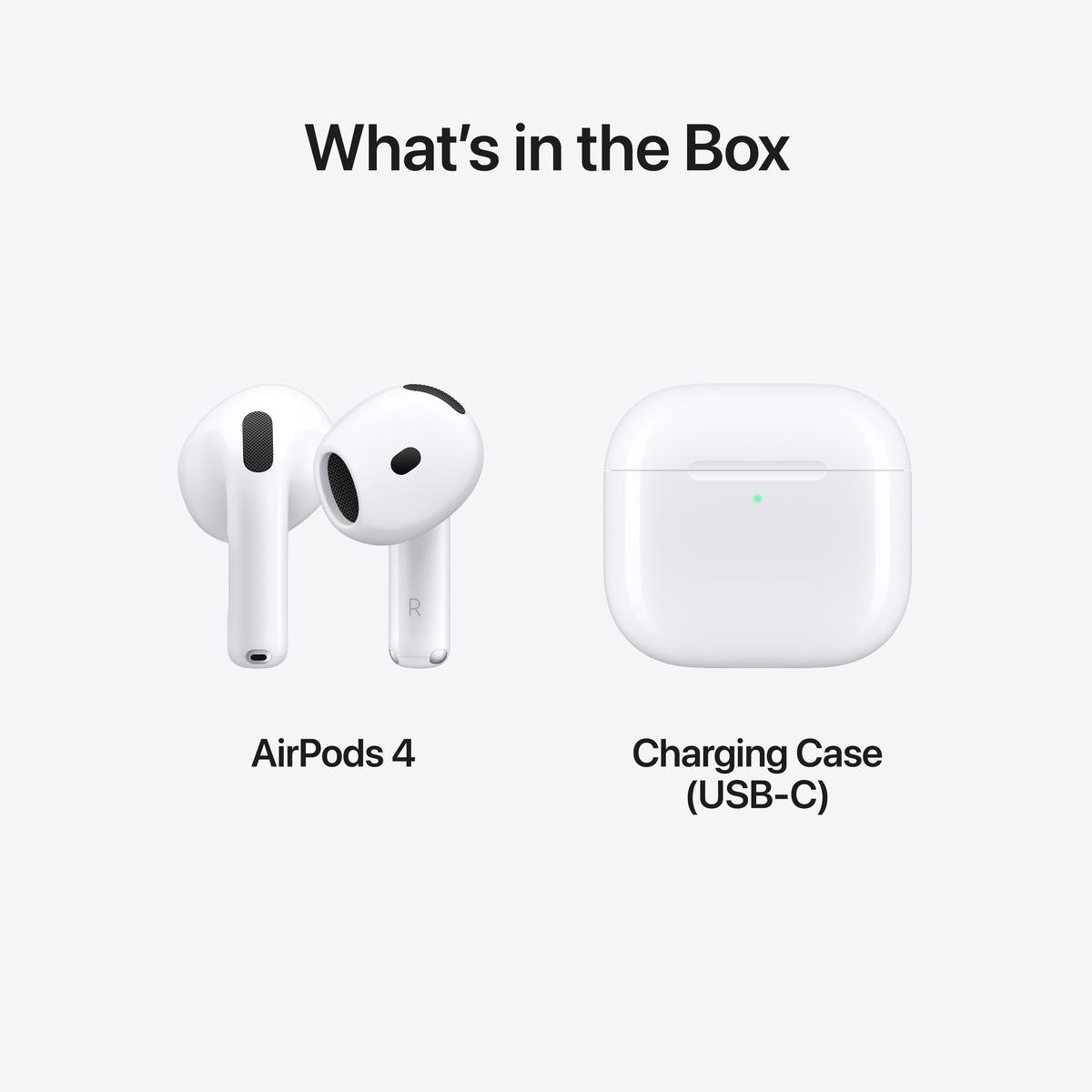 Apple AirPods 4 su aktyviu triukšmo slopinimu, USB-C