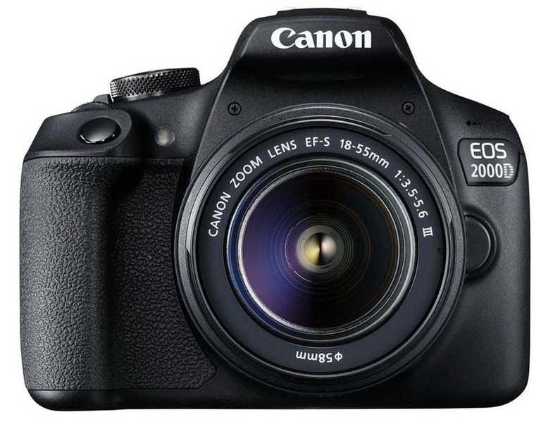 Canon EOS 2000D bezspoguļkamera — 24,1 MP digitālā vienobjektīva spoguļkamera + EF-S 18–55 mm IS komplekts
