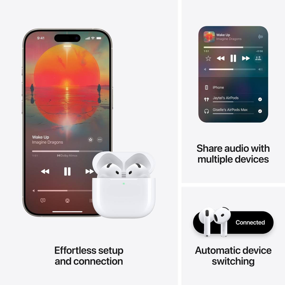Apple AirPods 4 su aktyviu triukšmo slopinimu, USB-C