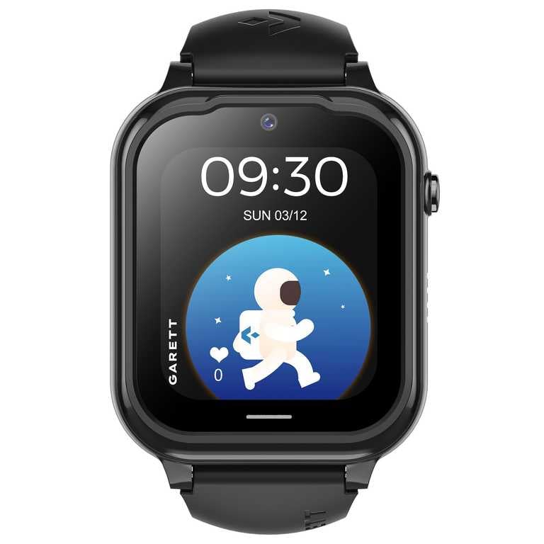 Garett Kids Essa GO 4G juodas - veido atpažinimas, 7 žaidimai, švytintis pakabukas