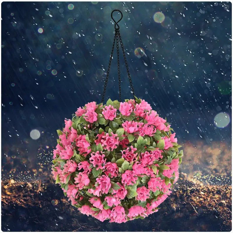 Pink Flower Ball Solar Lamp - Romantic LED Lighting