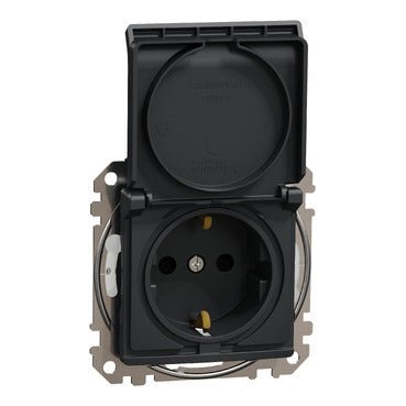 SDD214024 Schneider Electric Sedna SSO IP44 Socket outlet with lid, anthracite
