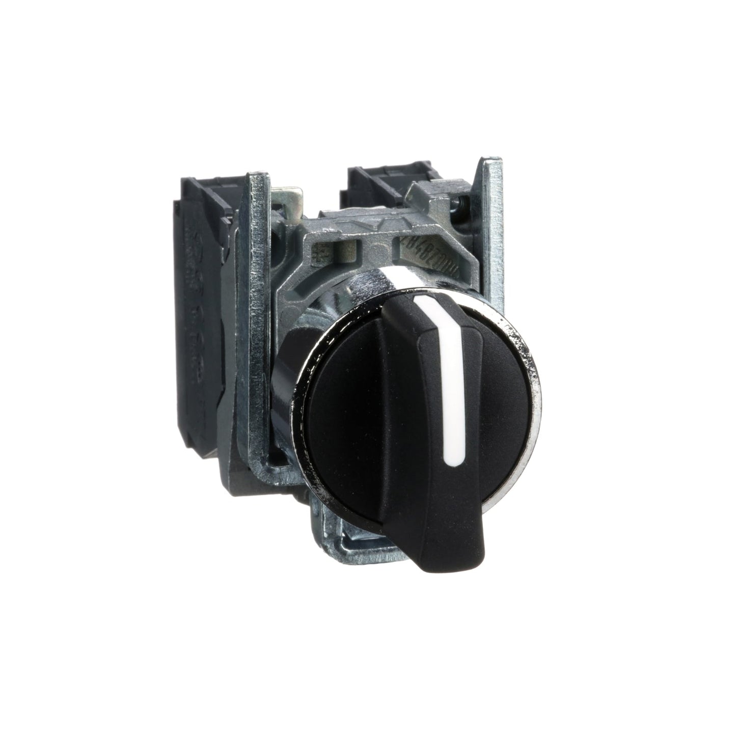 XB4BD53 Selector switch, Harmony XB4, metal, black, 22mm, 3 positions, spring spring return, 2NO
