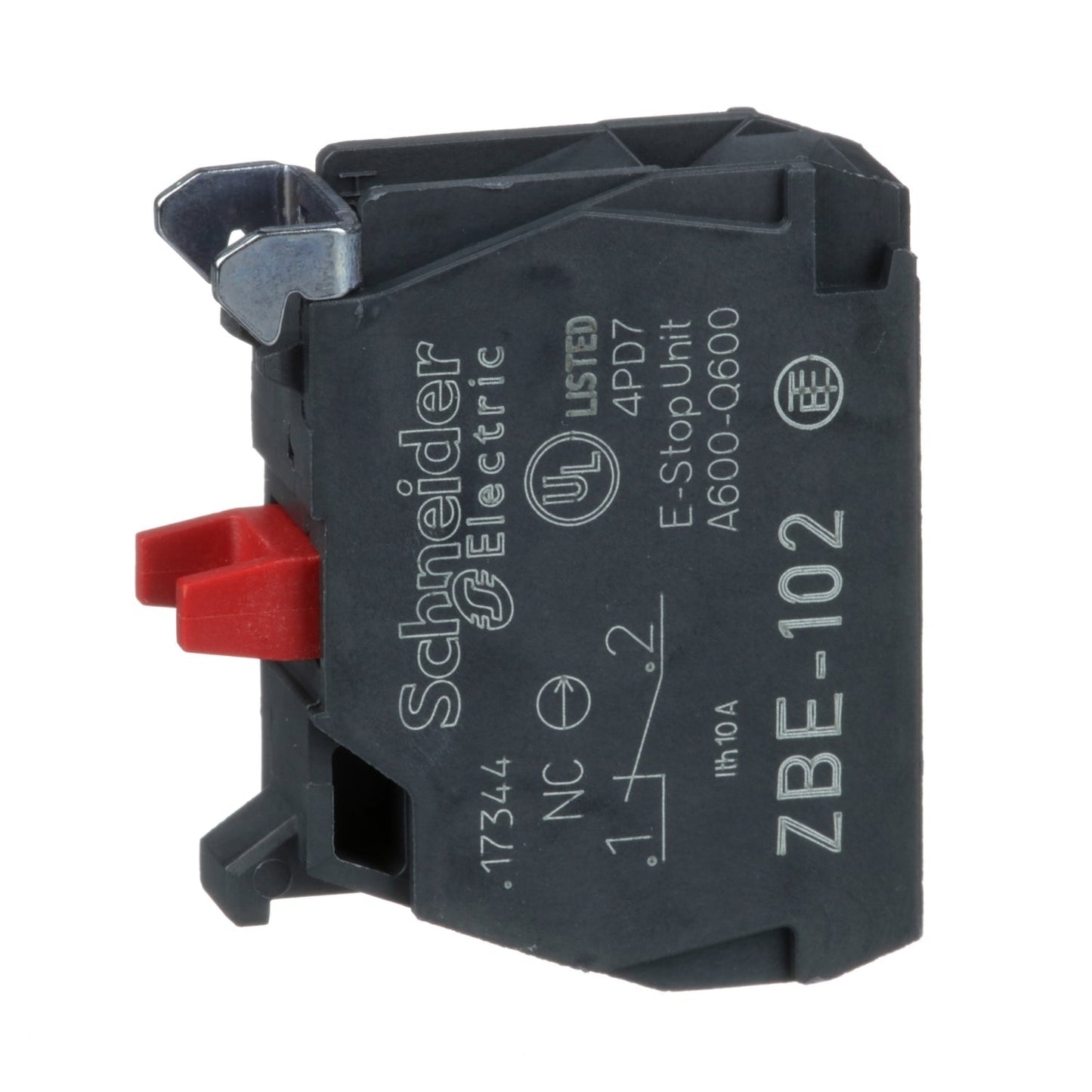 ZBE102 Schneider Electric Single contact block, Harmony XB4, silver alloy, screw clamp terminal, 1NC