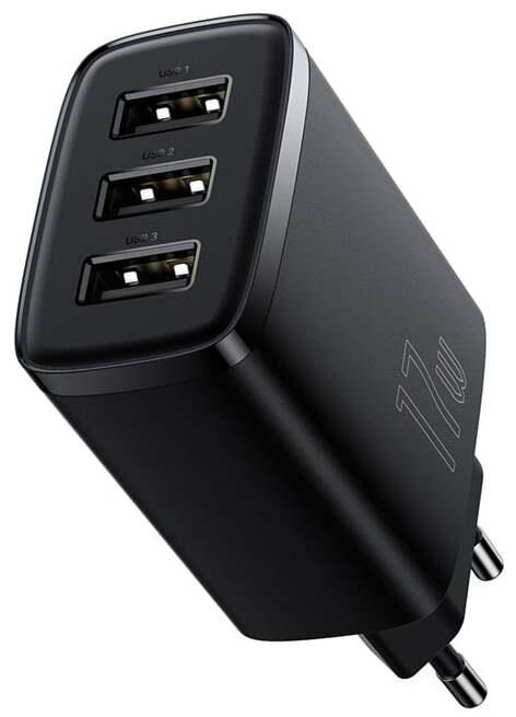 Įkroviklis Baseus CCXJ020101, 3 x USB, juoda