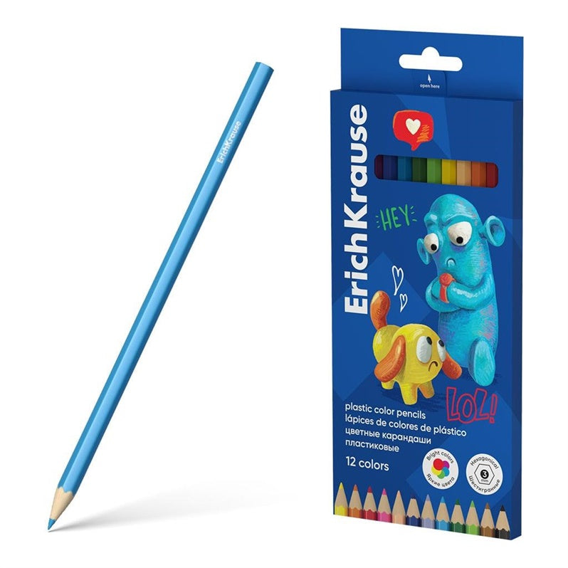 Kredki Erichkrause Jolly Friends sześciokątne, 12 szt.