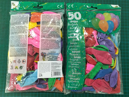 Balony owalne, różne kolory, śr. 21 cm, 50 szt.