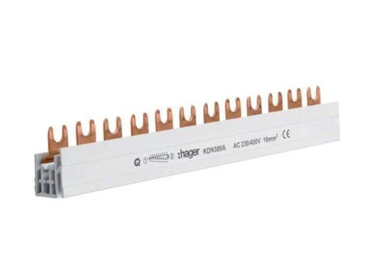 Szyna Hager KDN163A, 1-biegunowa, 12 modułów, 10 mm²