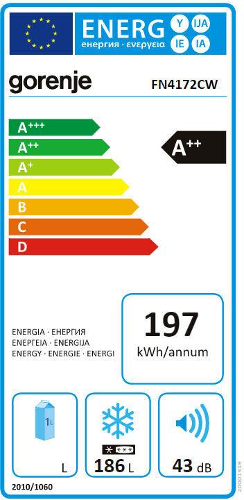 Šaldiklis Gorenje FN4172CW, vertikalus