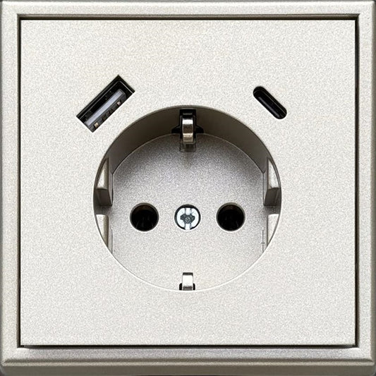 Gniazdo i ładowarka USB A+C LIREGUS MODERN, szampan