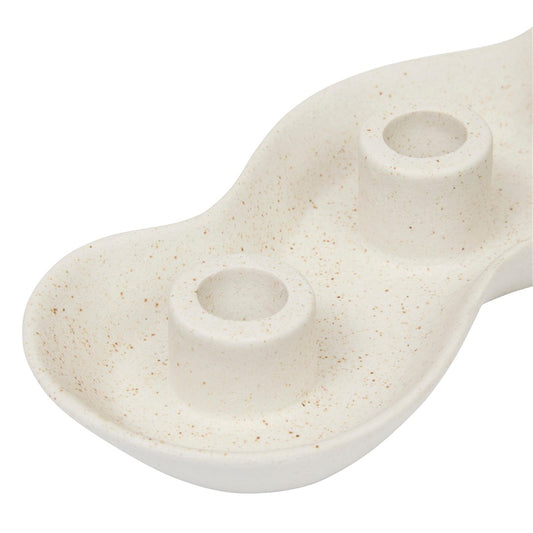 Žvakidė Atmosphera Cheri, keramika, L32 cm, balta