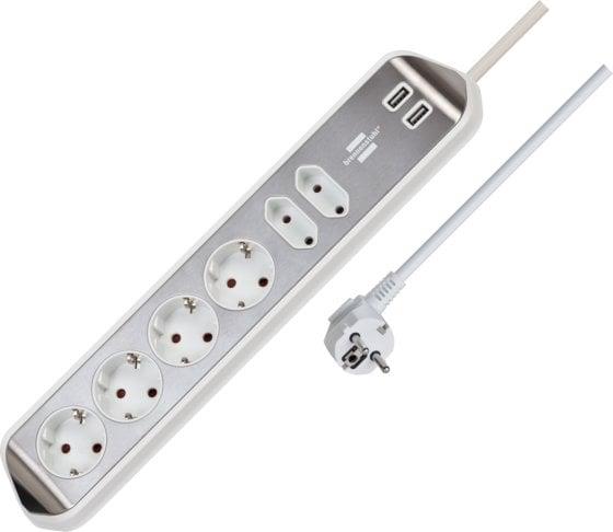 Buitinis ilgintuvas BRENNENSTUHL, 6 vietų, 2 USB, 2 m