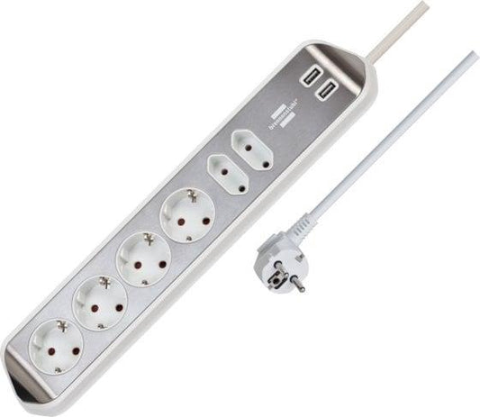 Przedłużacz domowy BRENNENSTUHL, 6 gniazd, 2 USB, 2 m