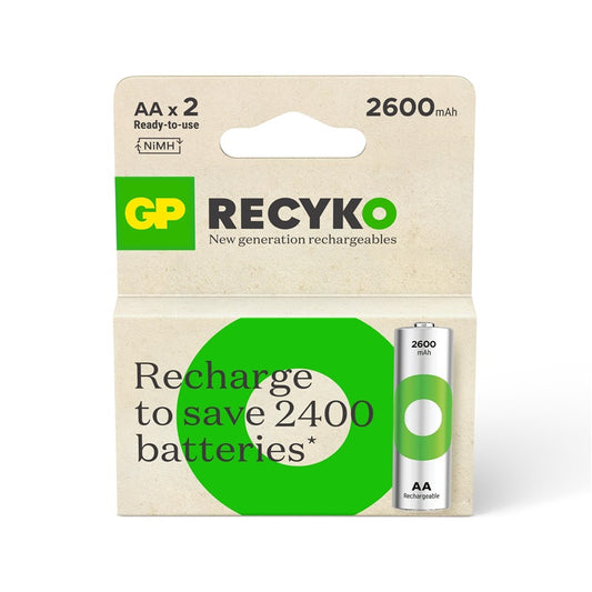 Įkraunami elementai GP RECYKO AA, 2600mAh, 2 vnt.