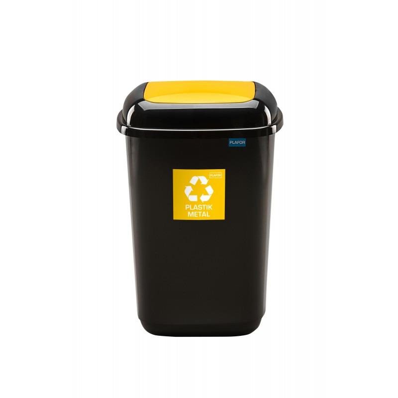 Šiukšliadėžė Plafor, 28 l, juoda/geltona