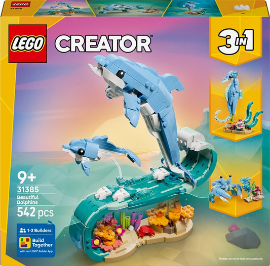 Konstruktor LEGO® Creator 3w1 Delfiny 31385, 542 elementy.