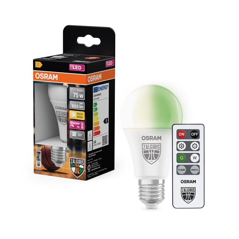 Lemputė Osram LED Žalgiris , A60, E27, 9.5W, 1055LM