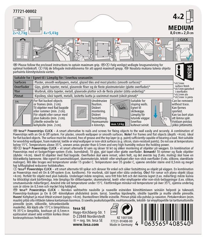Lipni juostelė Tesa Power-Strips 77721 Dvipusė 0.06m x 2cm
