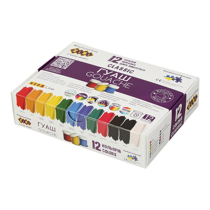 Farby gwaszowe Zibi Classic Kids, 240 ml, 12 szt.