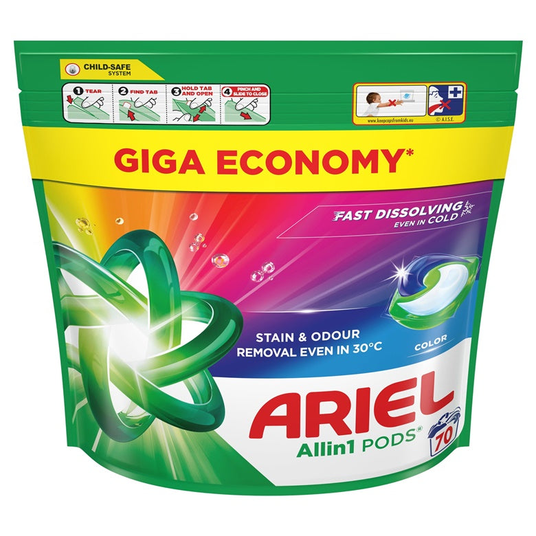 Skalbimo kapsulės Ariel All-in-1 PODS Color, 70 vnt.