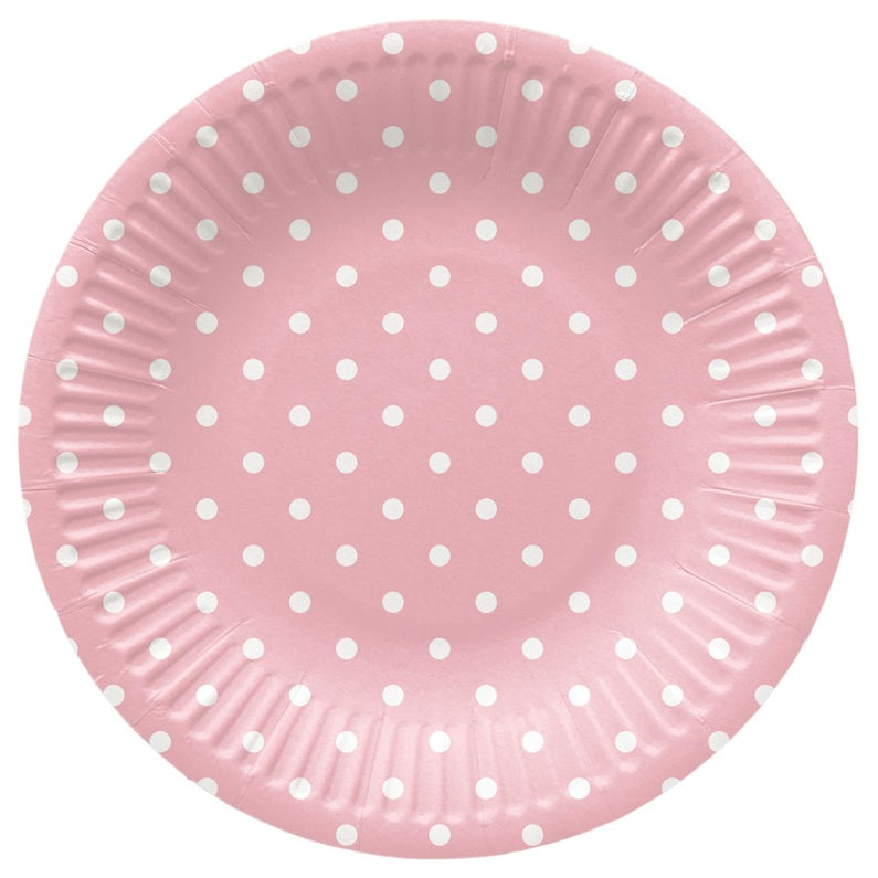 Vienkartinės lėkštės PAW Pink Dots, Ø 18 cm, 8 vnt.
