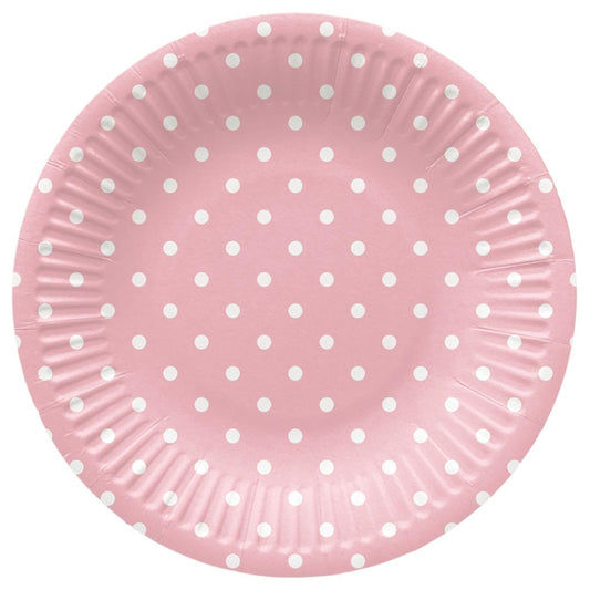 Vienkartinės lėkštės PAW Pink Dots, Ø 18 cm, 8 vnt.