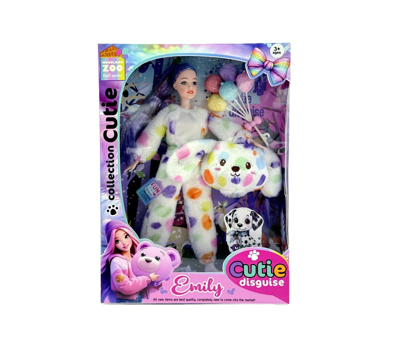 Lėlė Emily with Dog Costume QJ201B, 32 cm