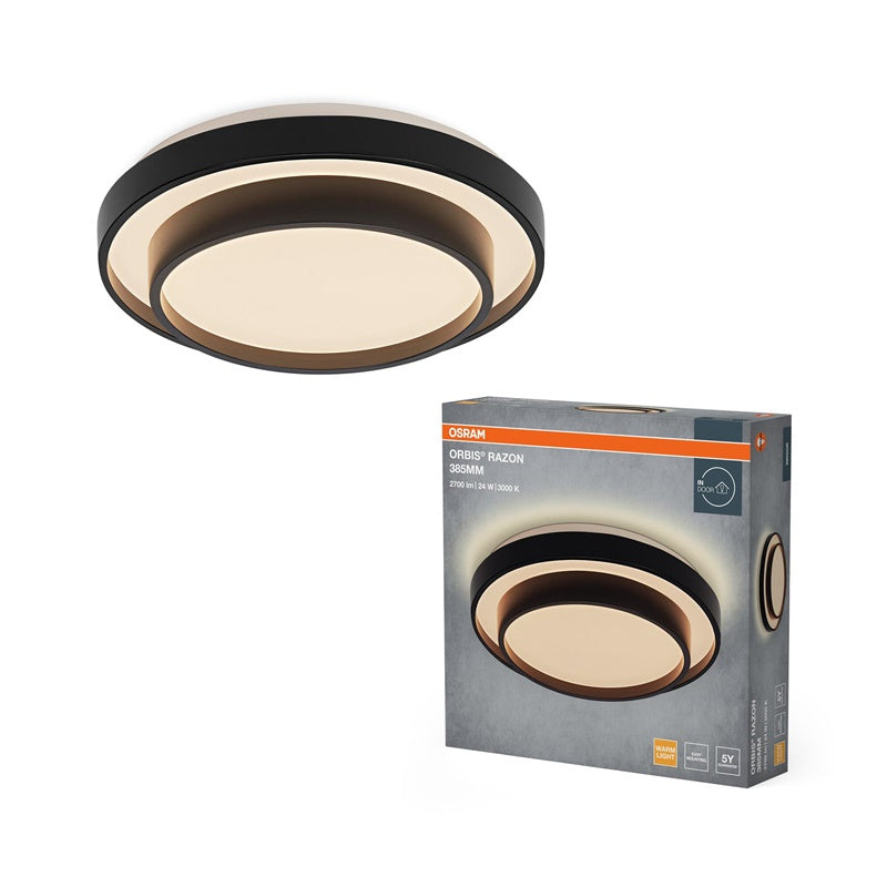 Šviestuvas lubų Osram, LED, 24W, 3000K, 1450lm, Ø385, juoda
