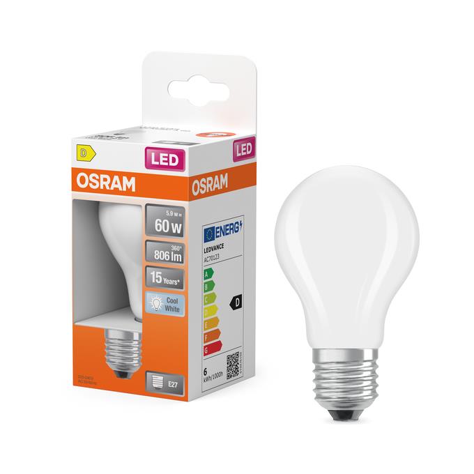 Żarówka Osram LED, A60, E27, 5.9W, 806lm, 4000K