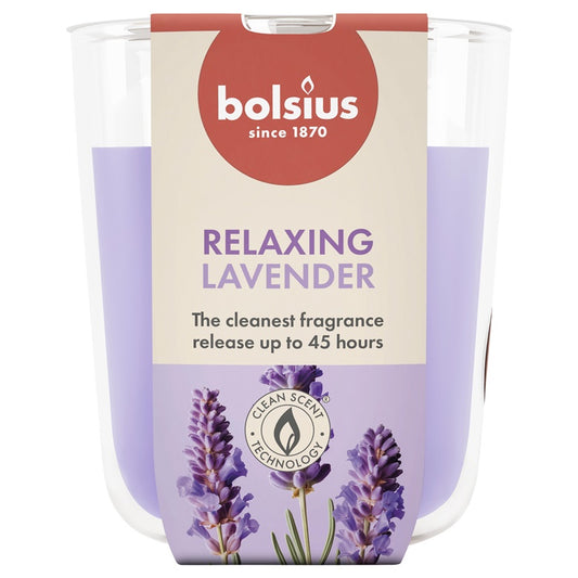 Žvakė, aromatinė Bolsius Relaxing Lavender, 45 h, Violetinė