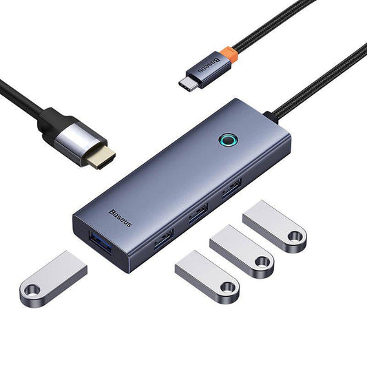 Adapter Baseus HDMI + 4 x USB 3.0, HDMI/USB-C, 0,1 m, 40 W
