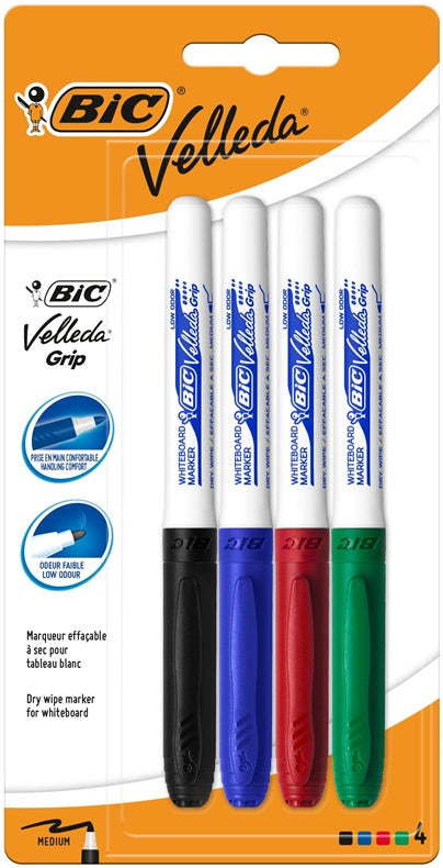 Permanentinis žymeklis Bic Velleda Grip 875714, 4 vnt.