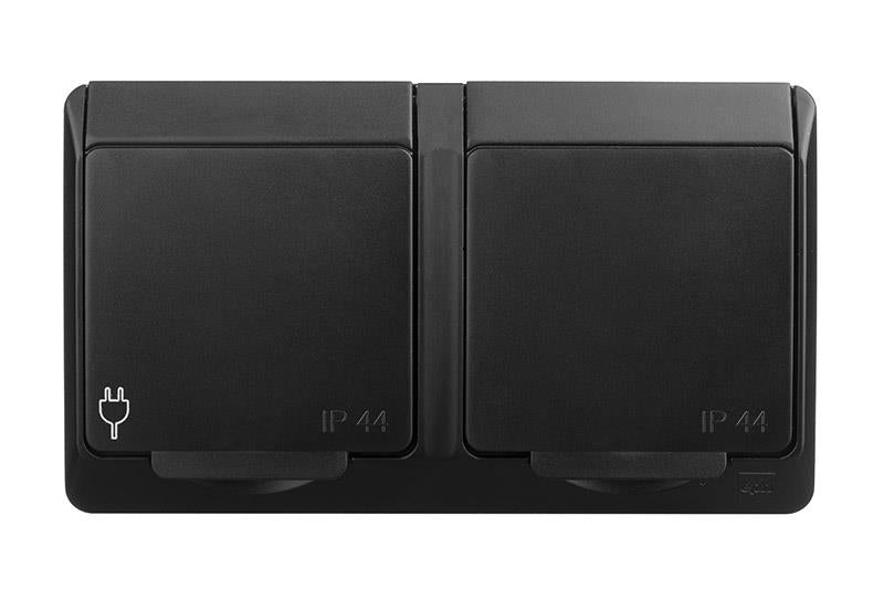 Podwójne gniazdo wtykowe ELEKTRO-PLAST HERMES, IP44