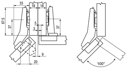 ZAWIAS KĄTOWY 45OPUS CLIP D35 100OH=0 SOFTV