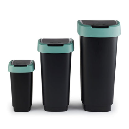 Šiukšliadėžė Rotho Twist, juoda/tamsiai žalia, 25 l