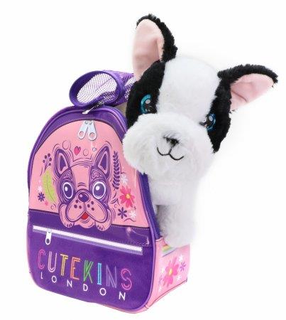 Pliušinis žaislas Cutekins Poochi Poo, baltas/juodas