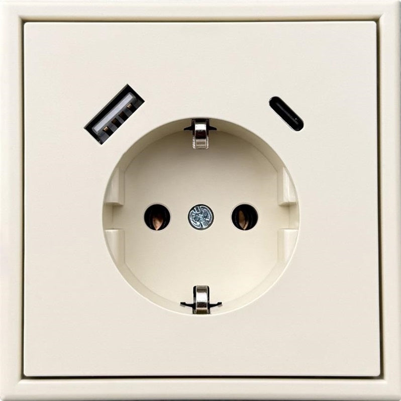 Kištukinis lizdas ir USB A+C kroviklis LIREGUS MODERN,smėlio