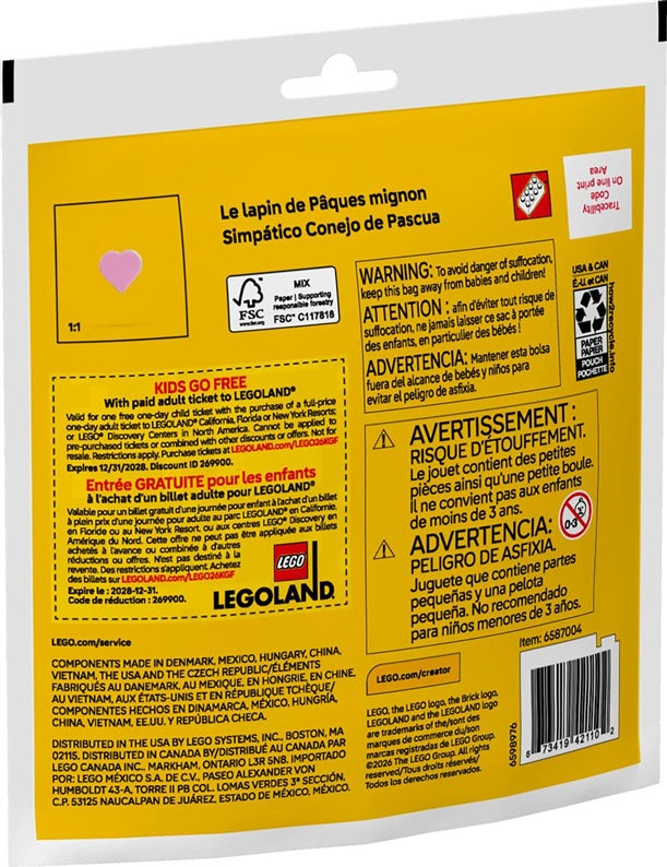 Konstruktor LEGO® Zajączek 30716, 66 elementów.